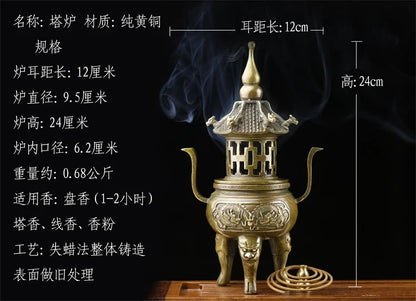 TOP GOOD HOME office TOP  Talisman # Exorcisms town curtilage bring in treasure lucky dragon censer FENG SHUI Brass statue