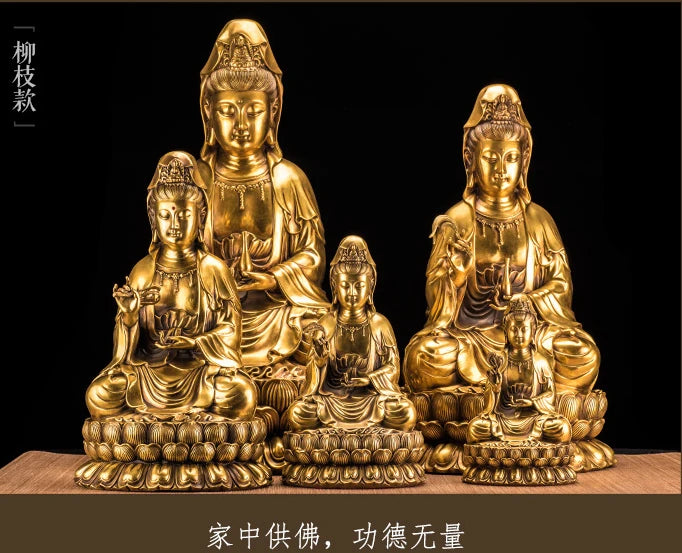 TOP GOOD High grade Buddha figure HOME hall TOP Protection Buddhism GOLD copper Guanyin buddha figure statue 38 cm