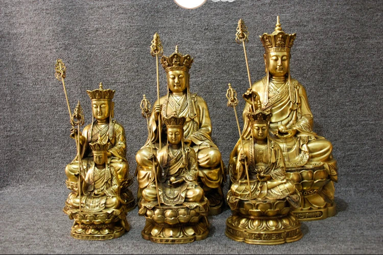 TOP GOOD Jiuhua Ksitigarbha Bodhisattva Buddha figure - Buddhist HOME family   Protection copper Sculpture statue  25CM