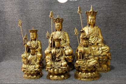 TOP GOOD Jiuhua Ksitigarbha Bodhisattva Buddha figure - Buddhist HOME family   Protection copper Sculpture statue  25CM