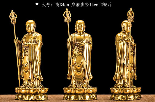 TOP GOOD Ksitigarbha Bodhisattva Buddha figure # Buddhist HOME familyProtection FENG SHUI copper Sculpture statue