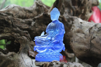 TOP GOOD - LARGE - Greco-Buddhist home office Temple Hand carving Crystal color glaze Phra Kring Medicine Buddha