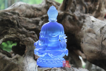 TOP GOOD - LARGE - Greco-Buddhist home office Temple Hand carving Crystal color glaze Phra Kring Medicine Buddha