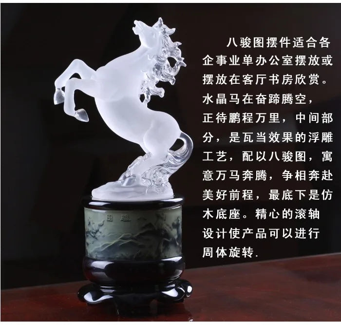 TOP GOOD LARGE # office home efficacious FENG SHUI Talisman Protection Money Drawing crystal 3D HORSE Sculpture