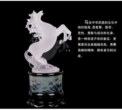 TOP GOOD LARGE # office home efficacious FENG SHUI Talisman Protection Money Drawing crystal 3D HORSE Sculpture