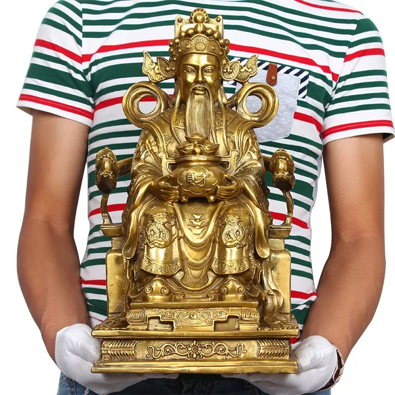 TOP GOOD LARGE # office home protective- Talisman House Protection Cai Shen Ye God of wealth Money Drawing bronze statue