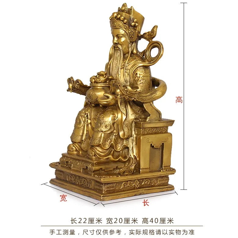 TOP GOOD LARGE # office home protective- Talisman House Protection Cai Shen Ye God of wealth Money Drawing bronze statue