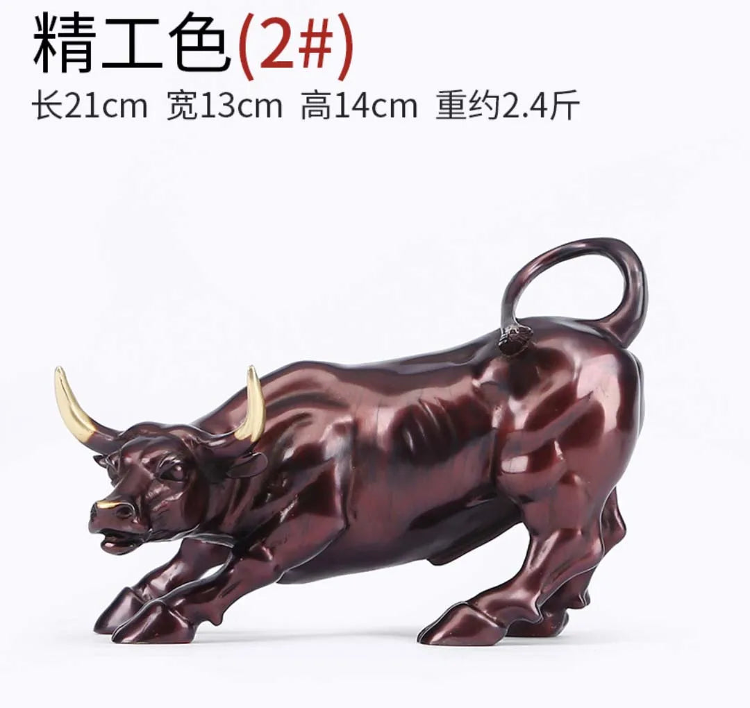 TOP GOOD LUCK Charging Bull Wall Street Bronze Bull statue home Company thriving business Money bring good luck Sculpture