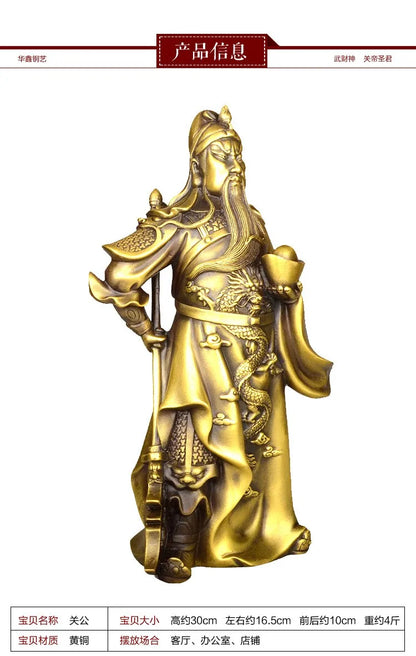 TOP GOOD OFFICE HOME Protection Talisman Money Drawing Martial god of wealth guan gong Guandi bronze statue-30 CM TALL