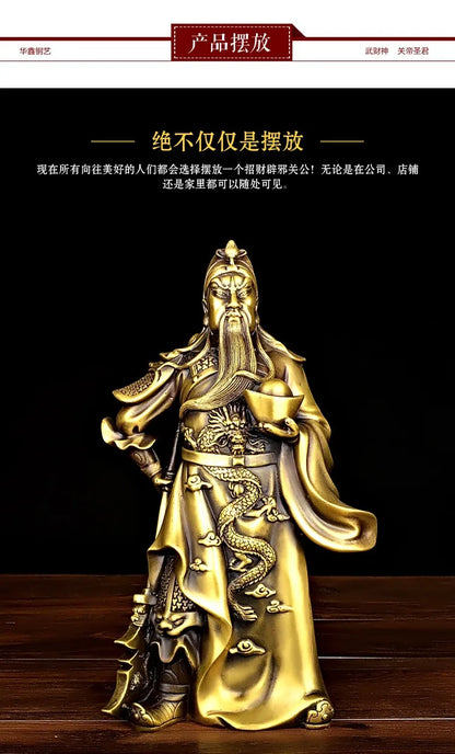 TOP GOOD OFFICE HOME Protection Talisman Money Drawing Martial god of wealth guan gong Guandi bronze statue-30 CM TALL