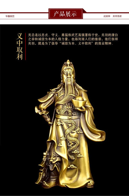 TOP GOOD OFFICE HOME Protection Talisman Money Drawing Martial god of wealth guan gong Guandi bronze statue-30 CM TALL