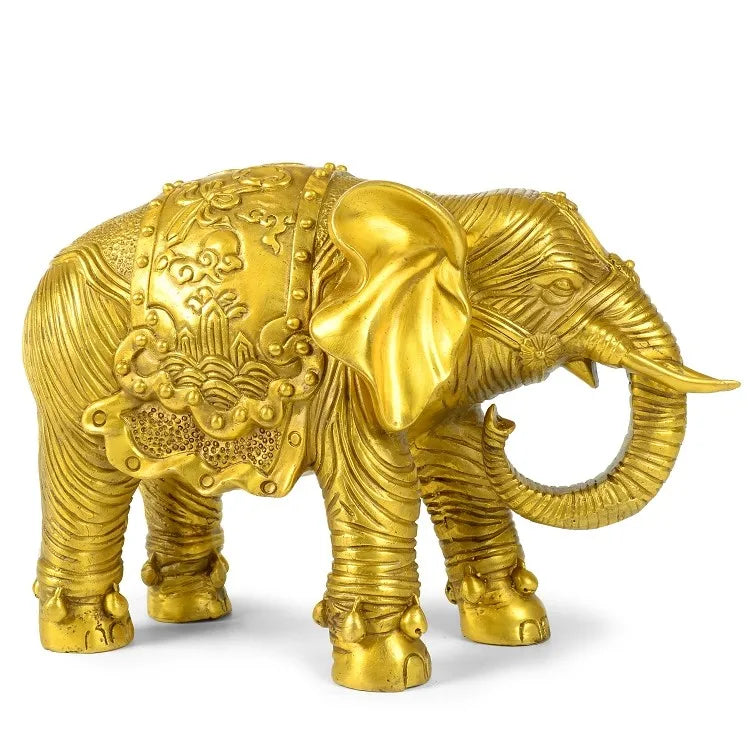 TOP GOOD OFFICE HOME Protection auspicious Talisman Money Drawing Thailand Elephant bronze statue-33 CM LONG