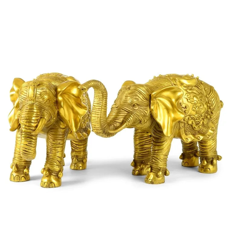 TOP GOOD OFFICE HOME Protection auspicious Talisman Money Drawing Thailand Elephant bronze statue-33 CM LONG