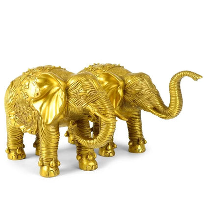 TOP GOOD OFFICE HOME Protection auspicious Talisman Money Drawing Thailand Elephant bronze statue-33 CM LONG