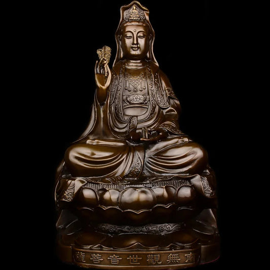 TOP GOOD OFFICE home protective- House Protection Religious Buddhism Nanhai Guanyin Bodhisattva Bronze statue 38 cm #