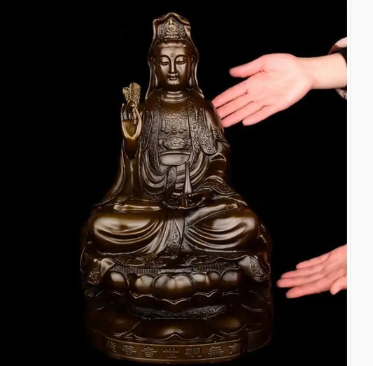 TOP GOOD OFFICE home protective- House Protection Religious Buddhism Nanhai Guanyin Bodhisattva Bronze statue 38 cm #