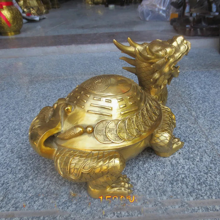 TOP GOOD Office SHOP HOME Money Drawing exorcise evil spirits Mascot talisman golden dragon turtle FENG SHUI Brass statue