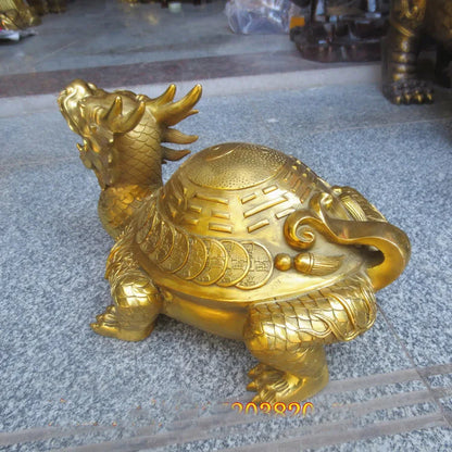 TOP GOOD Office SHOP HOME Money Drawing exorcise evil spirits Mascot talisman golden dragon turtle FENG SHUI Brass statue