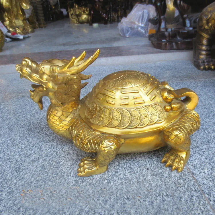 TOP GOOD Office SHOP HOME Money Drawing exorcise evil spirits Mascot talisman golden dragon turtle FENG SHUI Brass statue