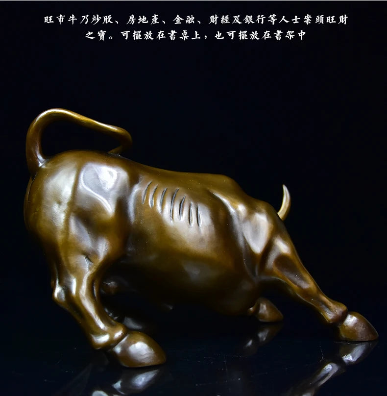TOP GOOD  Statue # office home  Mascot Protection Money Drawing Charging Bull Wall Street cattle FENG SHUI bronze statue