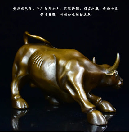 TOP GOOD  Statue # office home  Mascot Protection Money Drawing Charging Bull Wall Street cattle FENG SHUI bronze statue