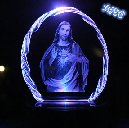 TOP GOOD TOP efficacious Talisman Christianity Jesus Christ Sacred Heart 3D Crystal statue sculpture