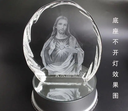 TOP GOOD TOP efficacious Talisman Christianity Jesus Christ Sacred Heart 3D Crystal statue sculpture