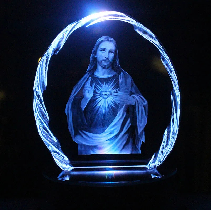 TOP GOOD TOP efficacious Talisman Christianity Jesus Christ Sacred Heart 3D Crystal statue sculpture