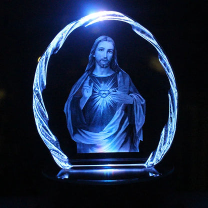 TOP GOOD TOP efficacious Talisman Christianity Jesus Christ Sacred Heart 3D Crystal statue sculpture