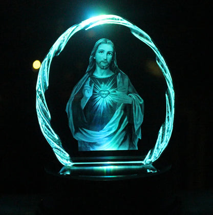 TOP GOOD TOP efficacious Talisman Christianity Jesus Christ Sacred Heart 3D Crystal statue sculpture