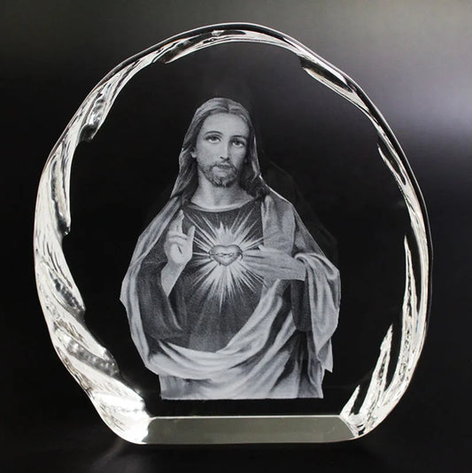 TOP GOOD TOP efficacious Talisman Christianity Jesus Christ Sacred Heart 3D Crystal statue sculpture