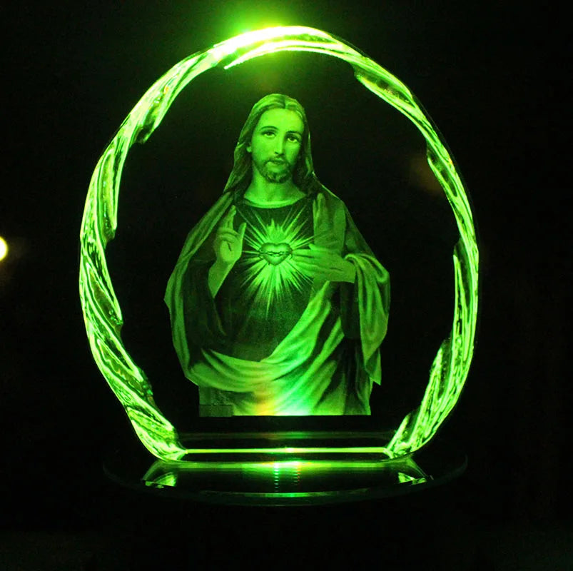 TOP GOOD TOP efficacious Talisman Christianity Jesus Christ Sacred Heart 3D Crystal statue sculpture