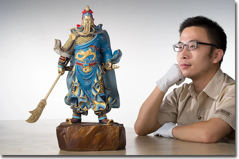 TOP GOOD Talisman Money Drawing Martial god of wealth guan gong Guandi bronze Hand engraving art sculpture 50CM