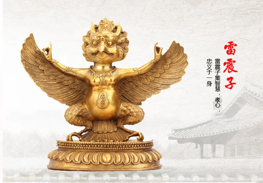 TOP GOOD Talisman  Protection # KAI GUANG exorcise evil spirits Garuda Dhwaja Garuda Dharma brass statue 26 CM