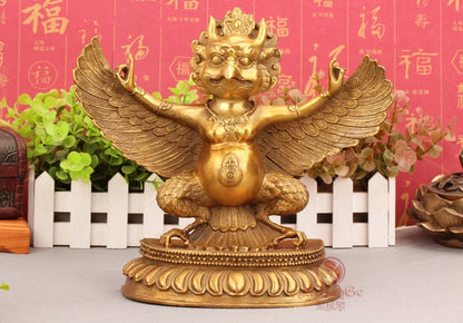 TOP GOOD Talisman  Protection # KAI GUANG exorcise evil spirits Garuda Dhwaja Garuda Dharma brass statue 26 CM