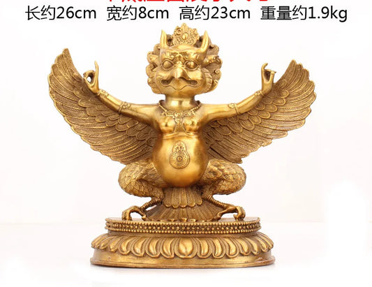 TOP GOOD Talisman  Protection # KAI GUANG exorcise evil spirits Garuda Dhwaja Garuda Dharma brass statue 26 CM