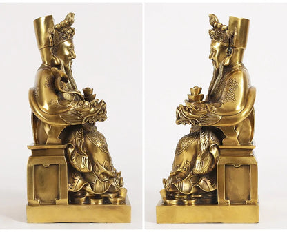 TOP GOOD  Talisman home shop Protection Money Drawing Martial god of wealth dragon CAI SHEN KAI GUANG brass statue  37cm