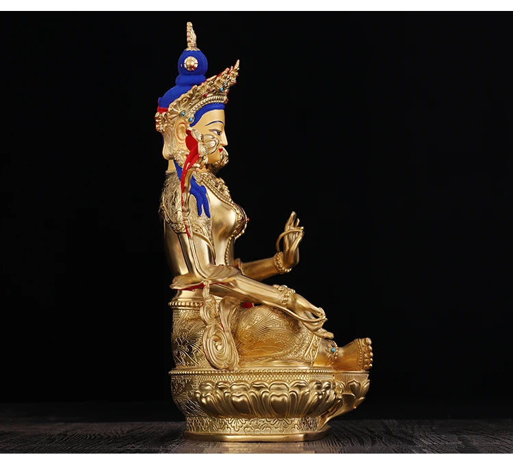 TOP GOOD  # Wholesale Buddhist supplies # Protection #33CM-13 inch Buddhism gilding Bodhisattva Green Tara Buddha statue