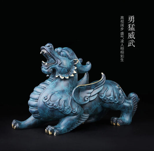 TOP GOOD bless family home Shop business Exorcise evil spirits GOOD LUCK FENG SHUI brass lightning Female PI XIU statue