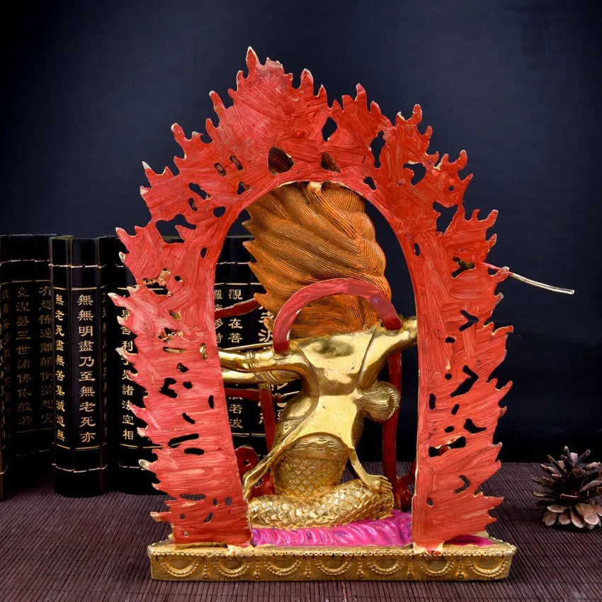 TOP GOOD buddha statue # 32 CM # HOME Talisman  Protection # Tibetan Buddhism Rahula Gilding brass statue