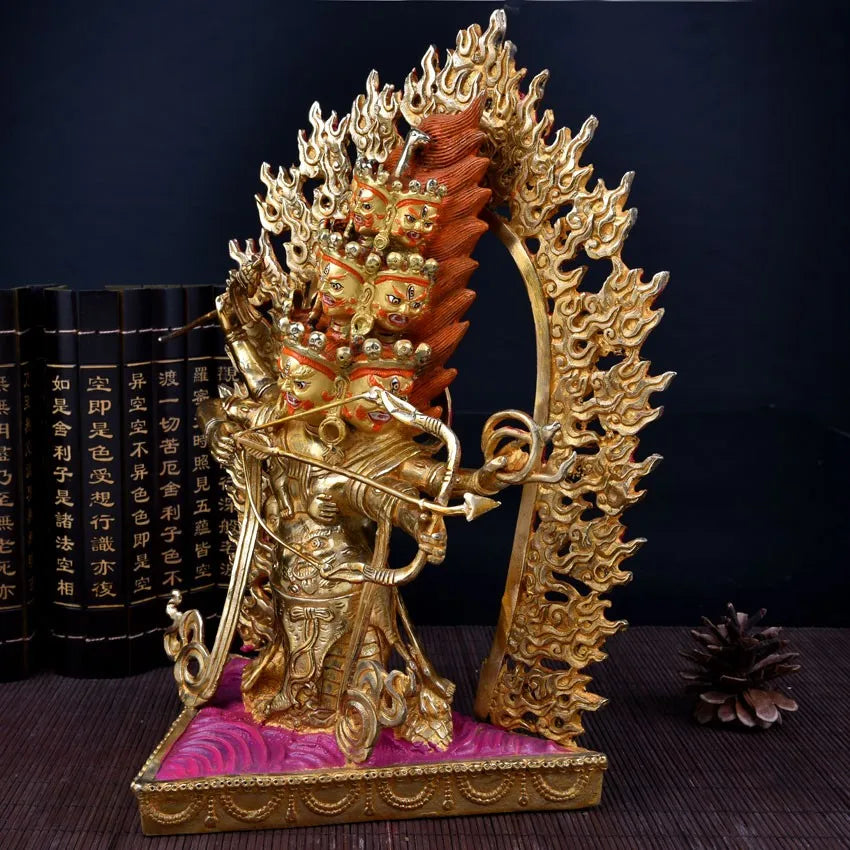 TOP GOOD buddha statue # 32 CM # HOME Talisman  Protection # Tibetan Buddhism Rahula Gilding brass statue