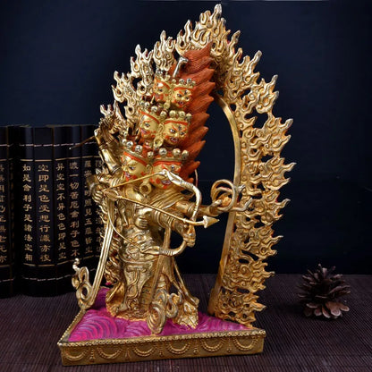 TOP GOOD buddha statue # 32 CM # HOME Talisman  Protection # Tibetan Buddhism Rahula Gilding brass statue