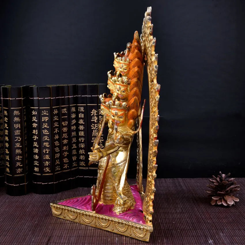 TOP GOOD buddha statue # 32 CM # HOME Talisman  Protection # Tibetan Buddhism Rahula Gilding brass statue
