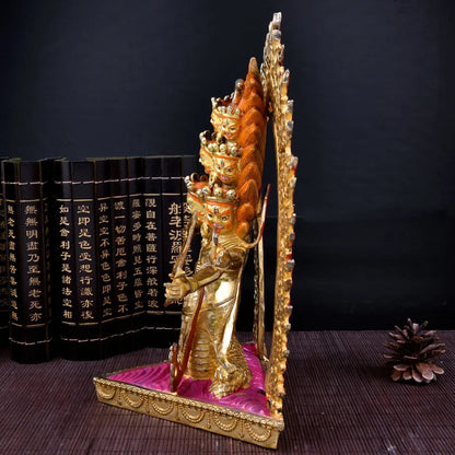 TOP GOOD buddha statue # 32 CM # HOME Talisman  Protection # Tibetan Buddhism Rahula Gilding brass statue