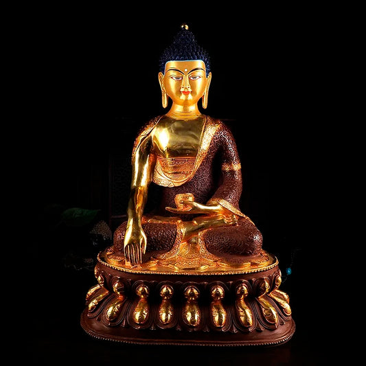 TOP GOOD buddha statue  wholesale # 44 CM # Tibetan Buddhism Shakyamuni Buddha Gold-plated brass statue # HOME Talisman