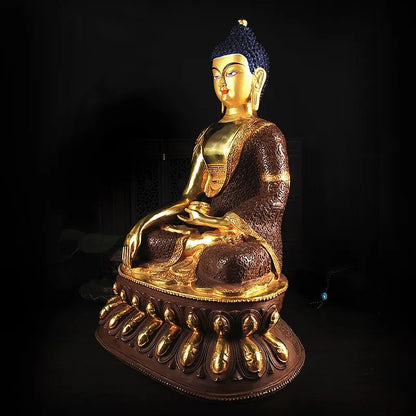 TOP GOOD buddha statue  wholesale # 44 CM # Tibetan Buddhism Shakyamuni Buddha Gold-plated brass statue # HOME Talisman