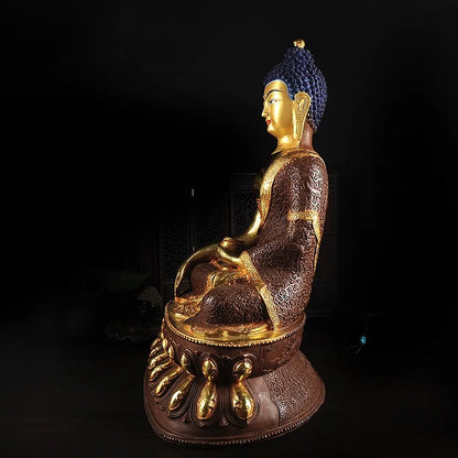 TOP GOOD buddha statue  wholesale # 44 CM # Tibetan Buddhism Shakyamuni Buddha Gold-plated brass statue # HOME Talisman