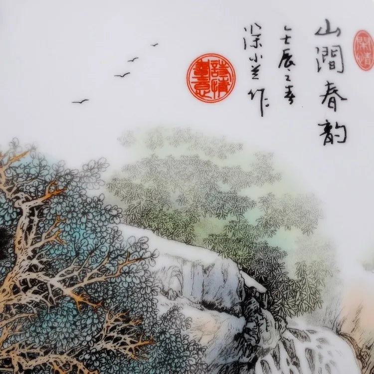 TOP GOOD  business present - TOP handicraft landscape porcelain Decor art plate limited edition Decoration