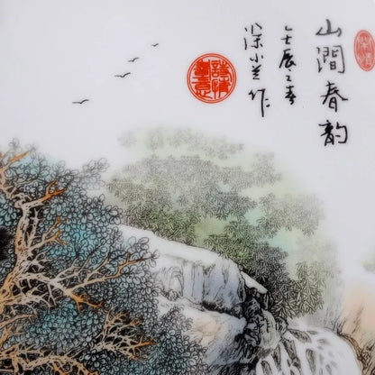 TOP GOOD  business present - TOP handicraft landscape porcelain Decor art plate limited edition Decoration