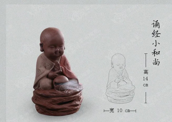 TOP GOOD  # edition ceramic ART -Zen Buddha Little Monk incense color pottery ART   free box santal incense